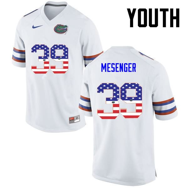 NCAA Florida Gators Jacob Mesenger Youth #39 USA Flag Fashion Nike White Stitched Authentic College Football Jersey RKH0364YO